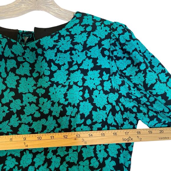 Vintage Lanz Midi Fit & Flare Dress 12 Green Floral Open Back Retro Coquette - Picture 4 of 14